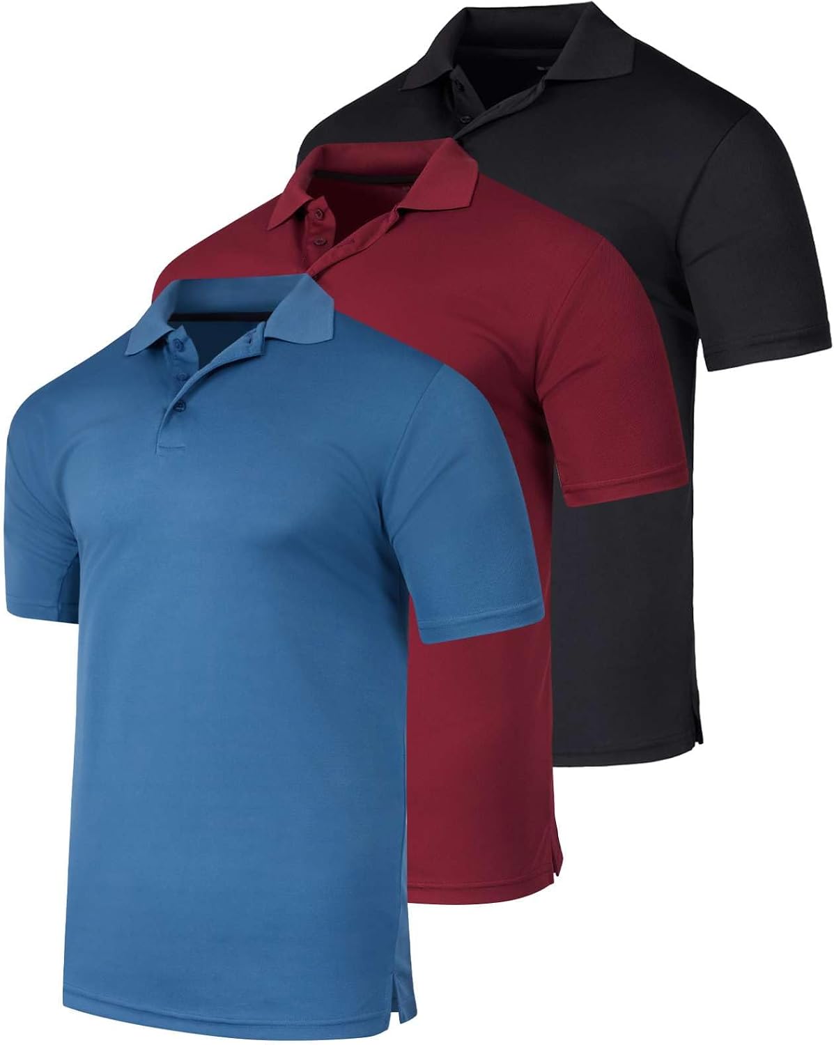 3 Pack Men's Short Sleeve Golf Polo Collared Athletic Tennis Shirt Casual
