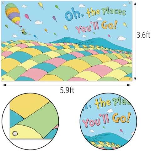 Oh The Places You'll Go Photo Booth Backdrop Graduation Travel Theme Party Decor Photography Background Wall Decoration