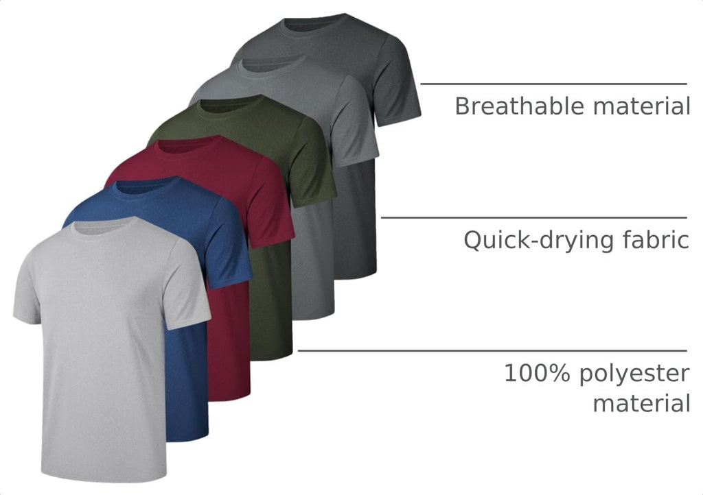 Kinglaman 1/4/5/6 Pack Men's Workout Gym Dry Fit Short Sleeve T Shirts
