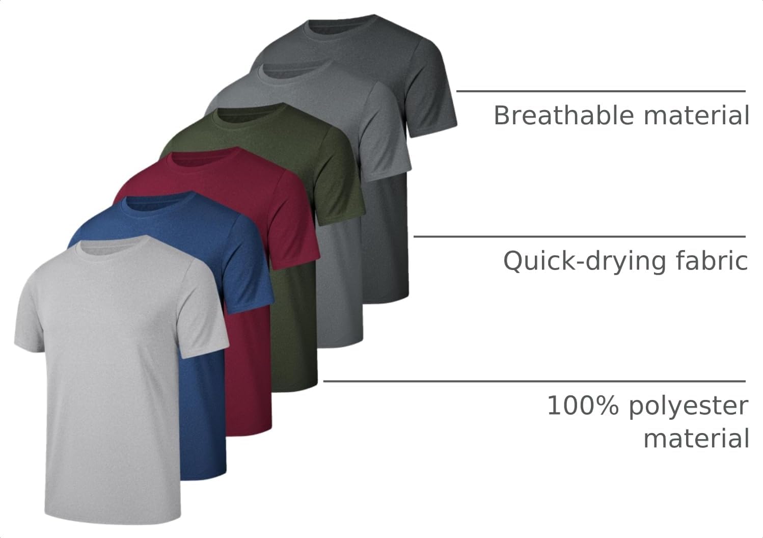Kinglaman 1/4/5/6 Pack Men's Workout Gym Dry Fit Short Sleeve T Shirts