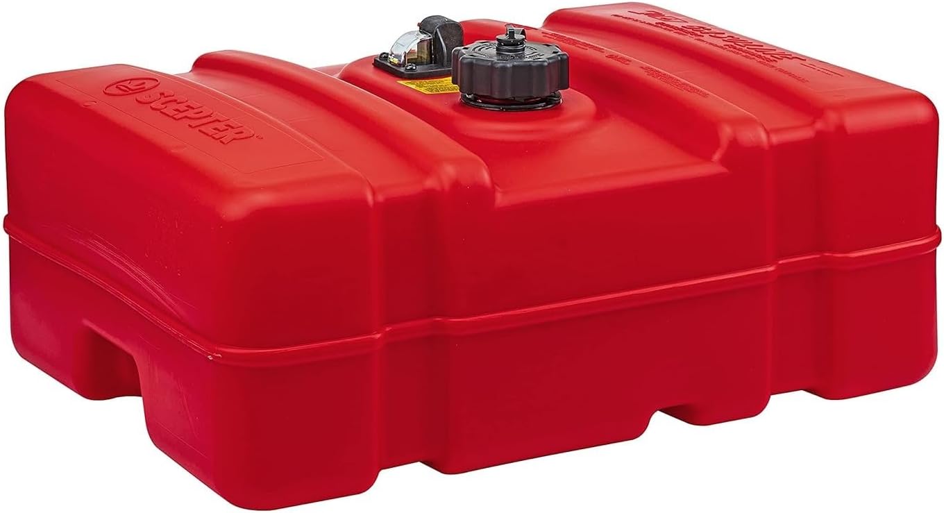 Scepter 3 Gallon Portable Marine Gas Can, Boat Fuel Tank, 2-Way Vented Cap, Built-In Fuel Gauge and Pick-Up, Top Handle, EPA & CARB Compliant, Underseat Design, 19.3"L x 12.2"W x 6.8"H (10506)