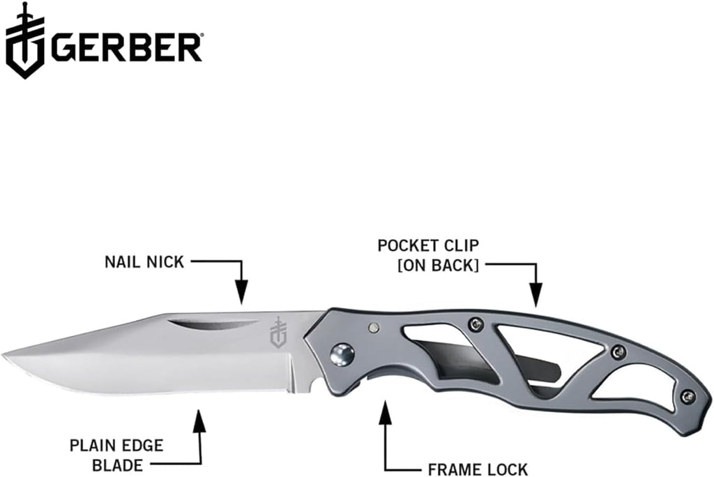 Gerber Gear Paraframe Mini Pocket Knife, 2.2" Fine Edge Small EDC Folding Knife with Safety Lock for Everyday Carry, Gifts for Men, Stainless Steel