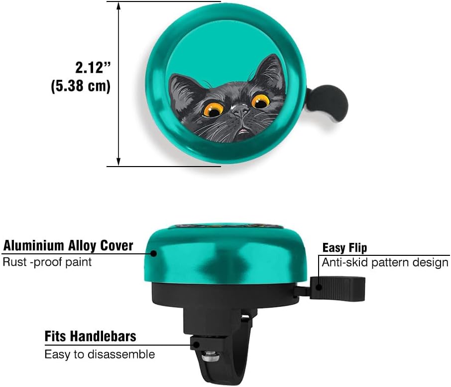 WIRESTER Green Aluminum Round Bike Bell, Classic Ring Bicycle Bell, Bike Accessories Bell Ring for Adults Kids Girls Boys