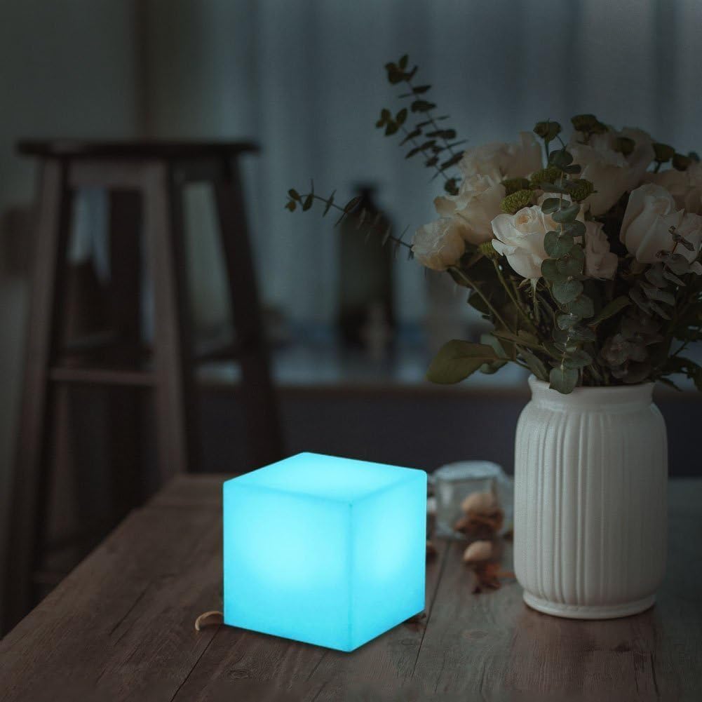 Mr.Go 4-inch LED Cube Light, Dimmable Kids Night Light Mood Lamp w/Remote