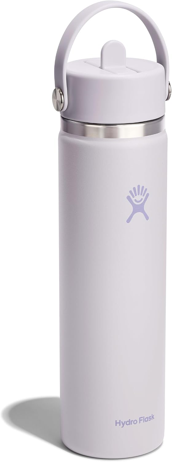Hydro Flask Water Bottle - Insulated Stainless Steel - Wide Straw Lid, Non Spill, Leakproof in 24 Oz Cloud Pink