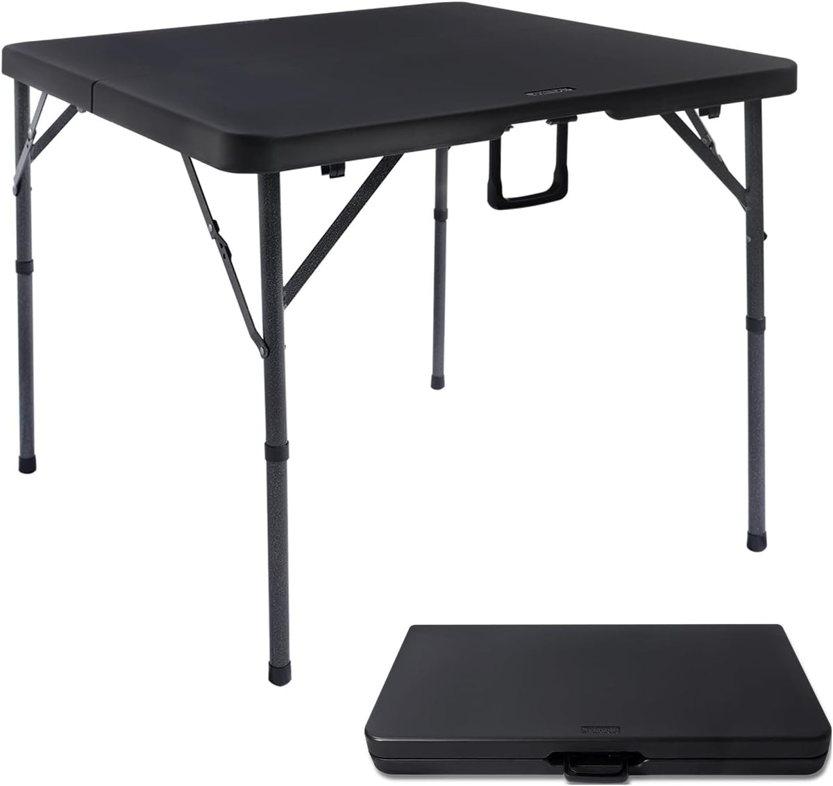 34" Square Folding Card Table,Fold-in-Half Utility Portable Table,Black