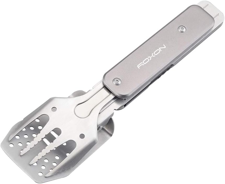 ROXON 4 in 1 Mini Folding BBQ Barbecue Combo Tool (Grey)