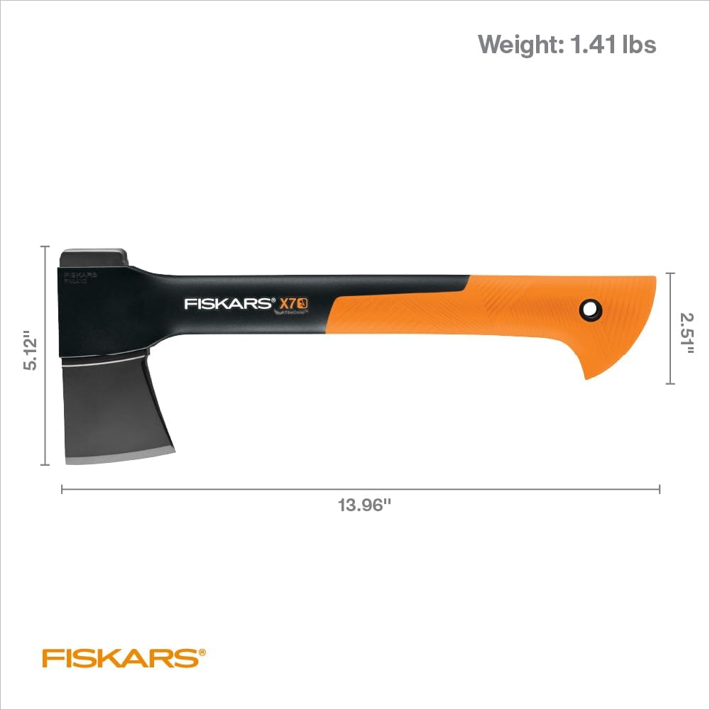 Fiskars X7 Small Hatchet Axe 14", for Camping & Chopping Wood Kindling
