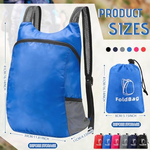 6 Pack Lightweight Foldable Backpack 20L Water Resistant Packable