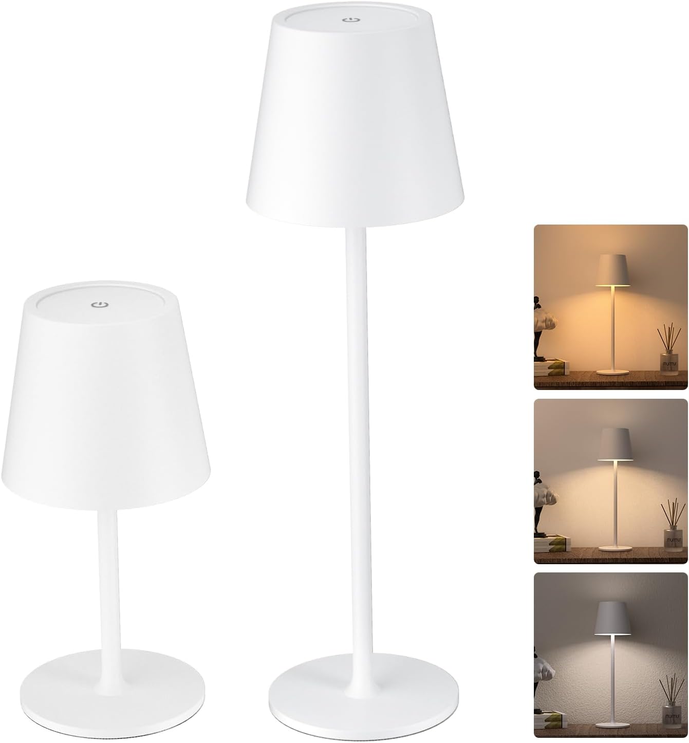 JACKYLED Cordless Table Lamps Rechargeable, 3 Height, 5000 Capacity