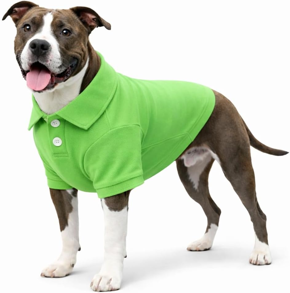 lovelonglong Basic Dog Polo Shirts Premium Cotton, Polo T-Shirts for Large Medium Small Dogs with a Two-Button Collar Blank Color Green XL