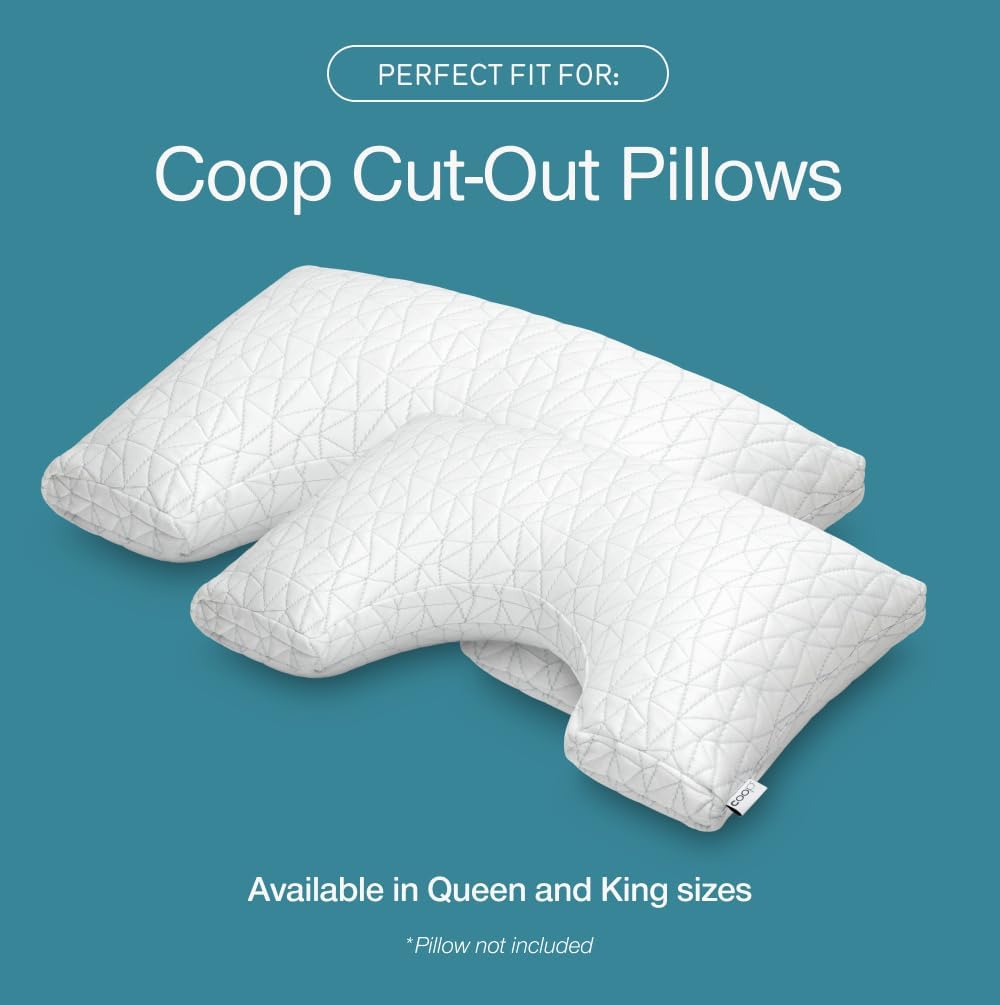 Coop Home Goods Cool Side Cut-Out Pillowcase, Queen Size Cooling Pillow Case for Hot Sleepers, Cut-Out Shape, Two-Sided Pillow Covers, Cozy Side & Cool Side, Ultra Soft Lulltra Cool Technology