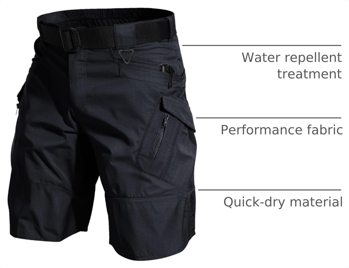 AUTIWITUA Men's Hiking Shorts Waterproof Tactical Cargo Short Pants Quick Dry Work Shorts with Multi Pockets(No Belt)