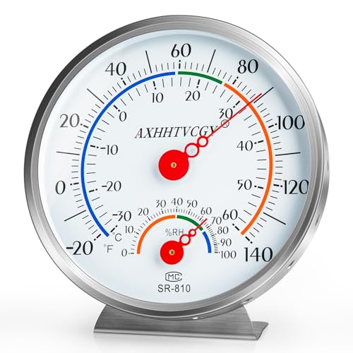 Indoor Outdoor Thermometer Hygrometer, Large Dial