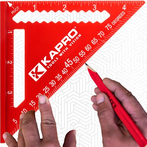 Kapro - 448 High Definition Anodized 4" Rafter Square - Resists Wear and Corrosion - Features Conversion Table and Protractor - Lightweight & Compact Profile - 4 Inch