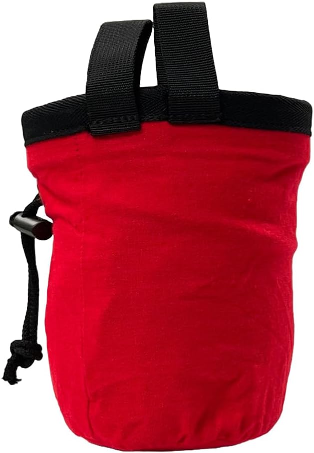 Ultralight Chalk Bag with Secure Cinch Closure and Durable Nylon Loop, Perfect for Rock Climbing, Bouldering, Crossfit, and Gymnastics, Red