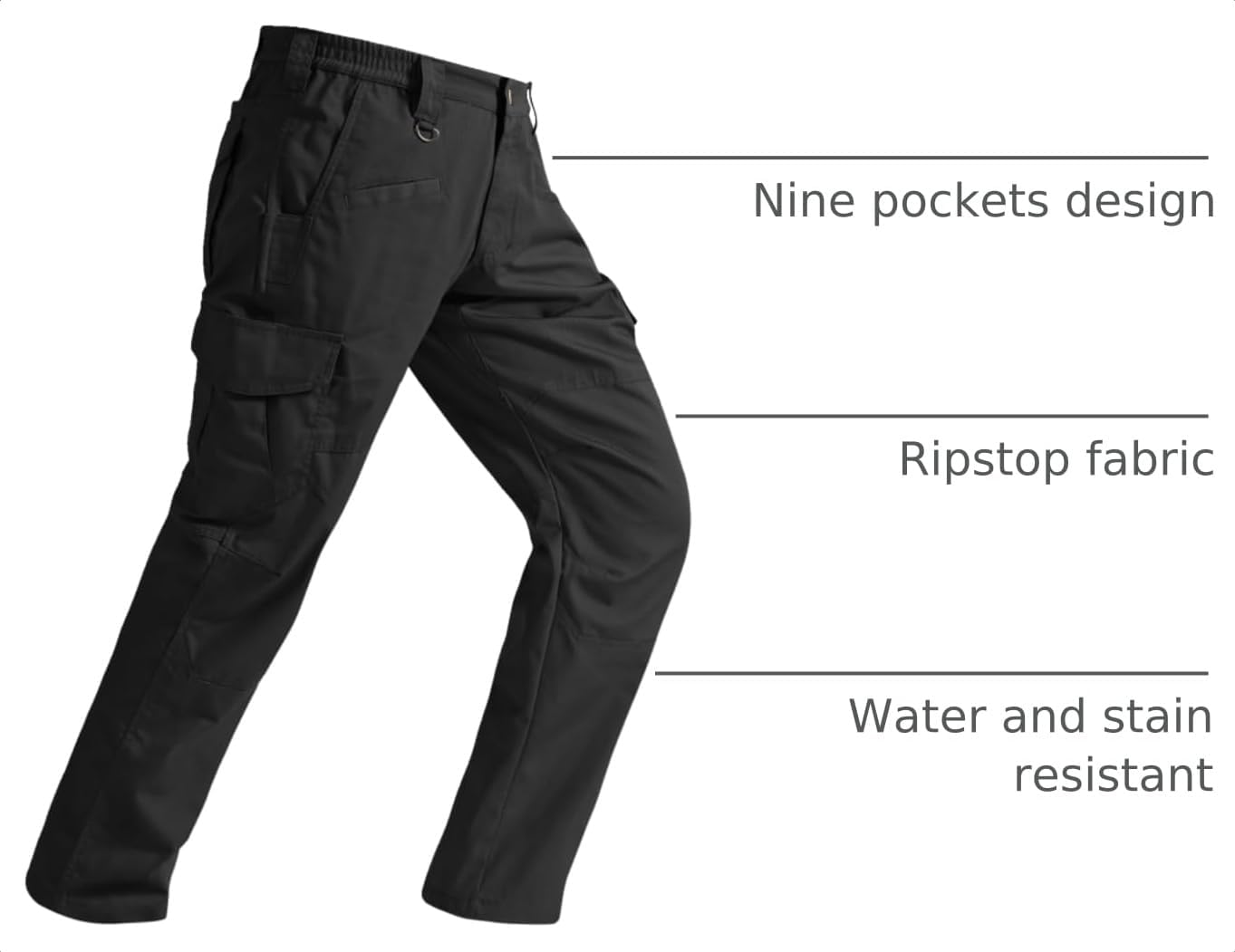 SPOSULEI Mens Tactical Pants Ripstop Cargo Work Pants with 9 Pockets Water Resistant Breathable Hiking Construction Pants