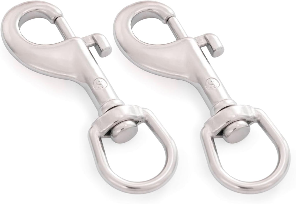 SHONAN 3.5 Inch Swivel Eye Snap Hook, 2 Pack Marine Grade Scuba Bolt Snap, Single Ended Stainless Steel Flag Clips Swivel Snaps for Scuba Diving, Flag Pole Rope, Dog Leash, Camera Strap