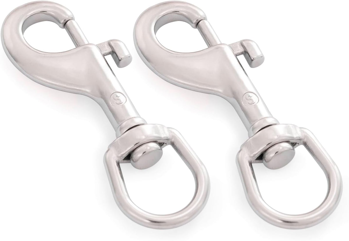 SHONAN 3.5 Inch Swivel Eye Snap Hook, 2 Pack Marine Grade Scuba Bolt Snap, Single Ended Stainless Steel Flag Clips Swivel Snaps for Scuba Diving, Flag Pole Rope, Dog Leash, Camera Strap