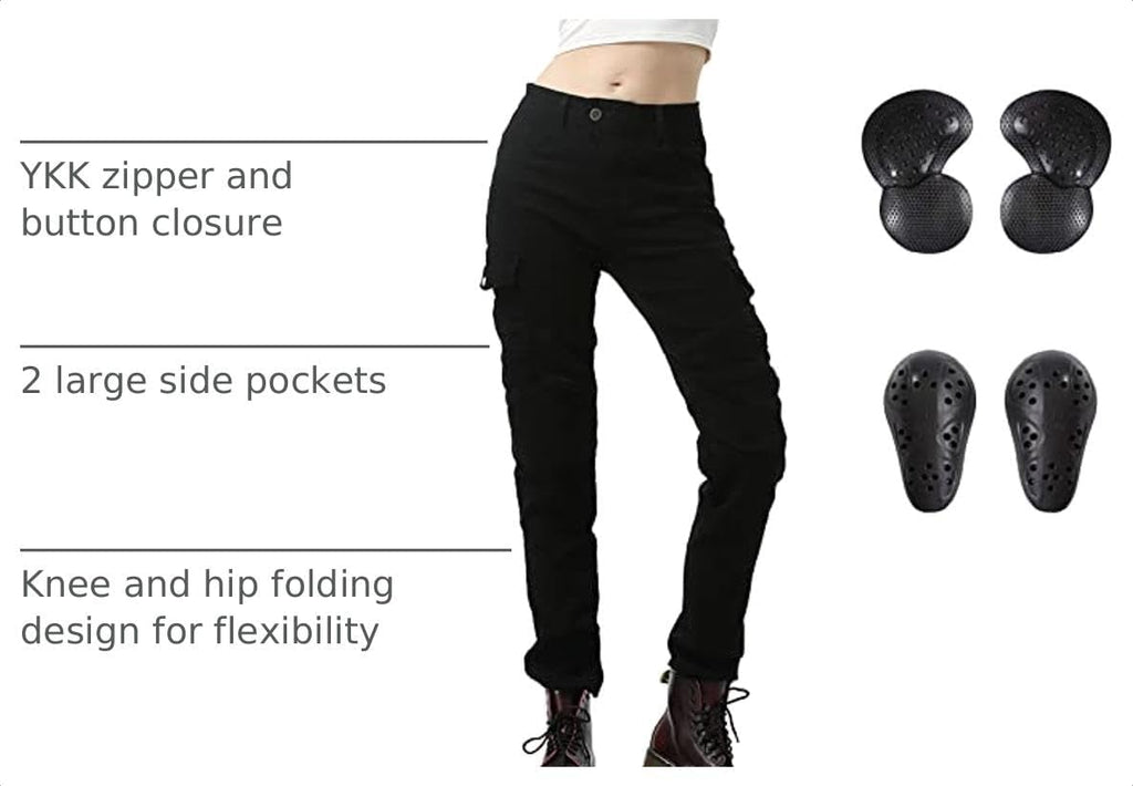 LOMENG Motorcycle Riding Pants Women with CE Level 2 Removable Armor