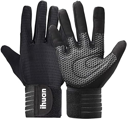 ihuan Workout Gloves for Men Full-Finger: Weight Lifting for Men, Gym Full Hand Gloves for Weightlifting, Deadlift
