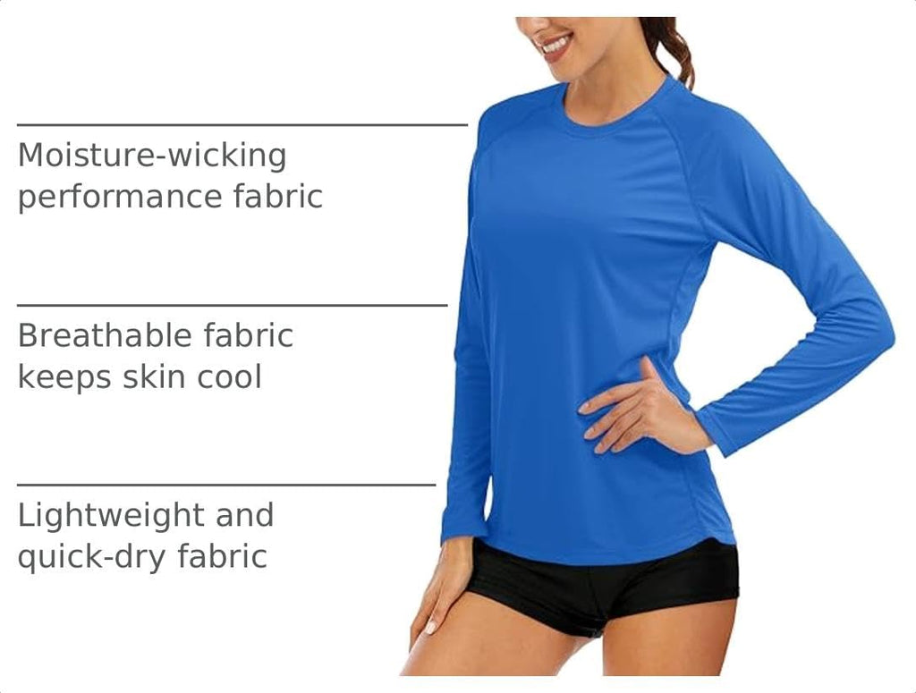 MAGCOMSEN Women's Long Sleeve Shirts UPF 50+ Sun Protection Shirts for Hiking Fishing Workout Rash Guard