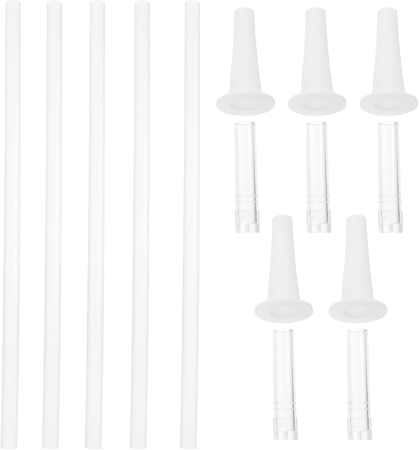 BESPORTBLE 5 Sets Reusable Sports Water Bottle Straws with Silicone Connector and PP Tube Straight Replacement for Household Bottles Portable Drink Dispenser Accessories