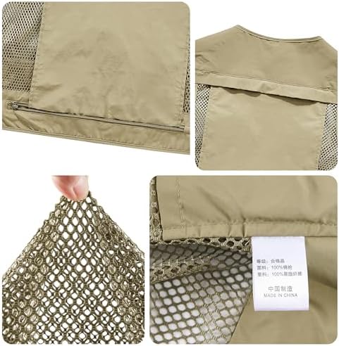 PRIJOUHE Fishing Vest for Men Casual Summer Travel Safari Sleeveless Jacket