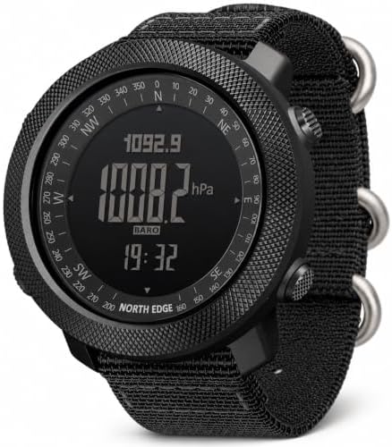 NORTH EDGE Military Watch for Men Large Face Tactical Survival Digital Wrist Watch with Altimeter, Compass, Barometer, Waterproof, Pedometer for Outdoor Sports & Hiking (Apache)