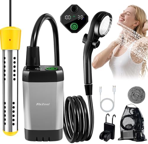 FizZeal Portable Camping Shower with 2000W Auto-Off Heater