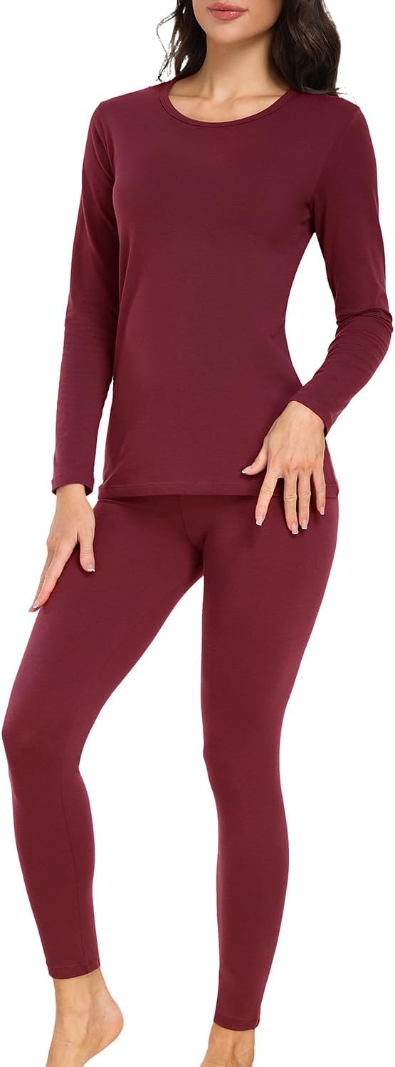 wirarpa Women's Cotton Thermal Underwear Set Long Johns Base Layer Set
