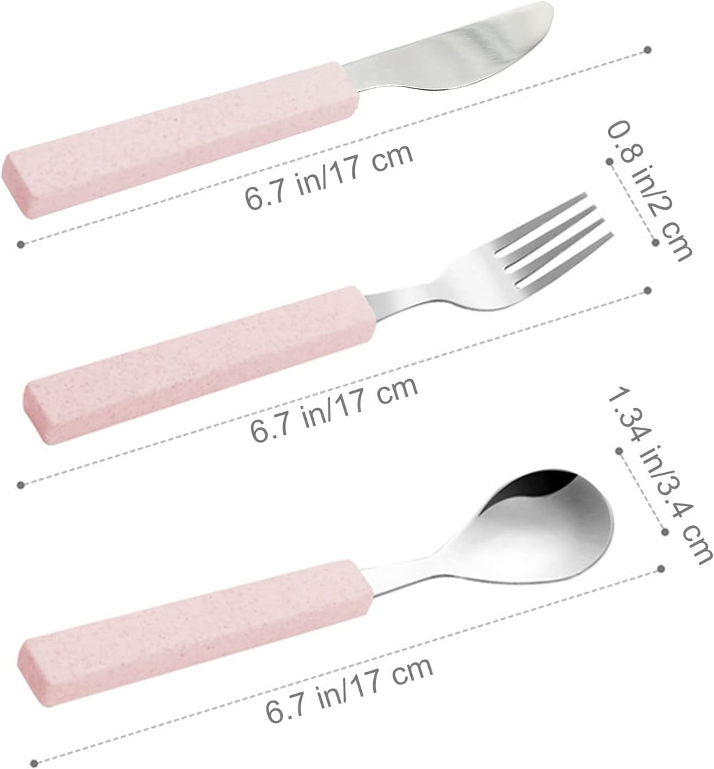 VANRA 3-Piece Children Utensils Set 18/10 Stainless Steel Child Flatware Set Silverware Knife Spoon Fork Set with Travel Case for Kids Lunch Box