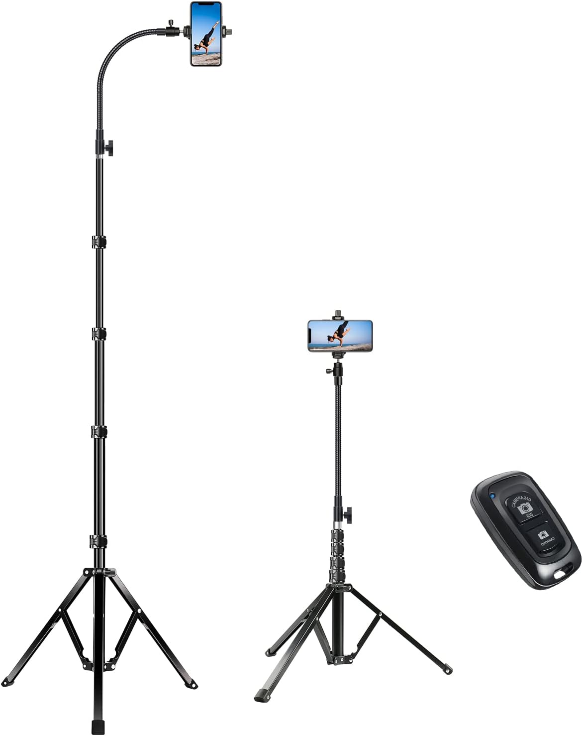 elitehood 81" Tall Tripod Stand for iPhone with 17in Adjustable Gooseneck