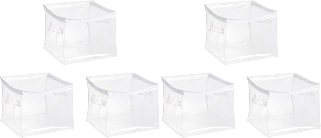 Amazon Basics Clear Zippered Storage Bags for Closet Organization, Stackable Clothing and Linen Storage Containers, 3-Pack