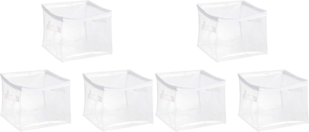 Amazon Basics Clear Zippered Storage Bags for Closet Organization, Stackable Clothing and Linen Storage Containers, 3-Pack