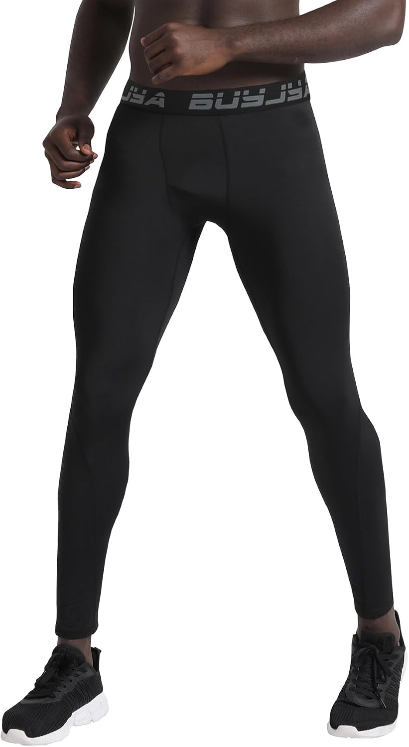 BUYJYA 3 or 5 Pack Men's Compression Pants Base Layer Tights Leggings