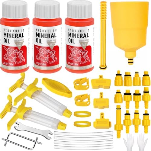 Pmbqifay Brake Bleed Kit for Shimano,TEKTRO, TRP Hydraulic Disc Brakes, with 180 ml Mineral Oil Brake Fluid, Bike Hydraulic Brake Bleed Kit for MTB/Road Bike Brake