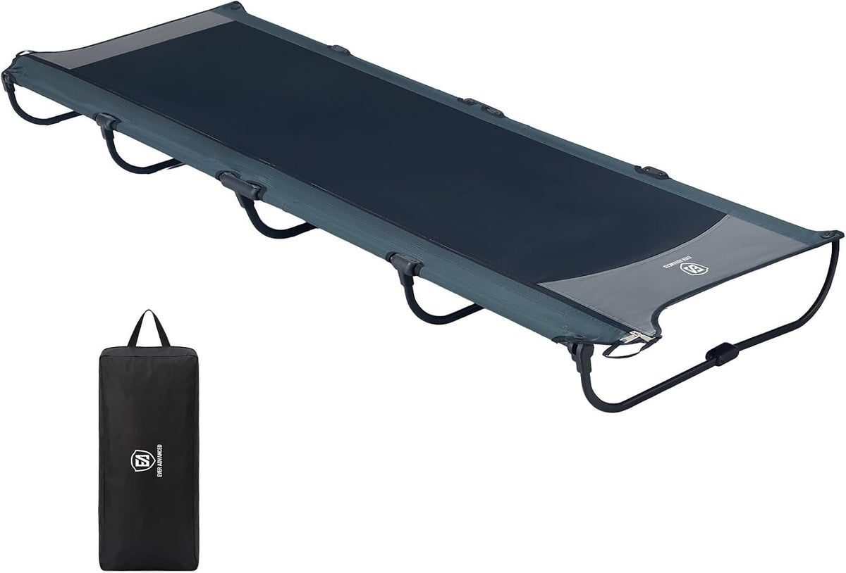 EVER ADVANCED Ultralight Aluminum Camping Cot – 20-Second Fast Fold, Zipper Carry Case, Supports 225Lbs, Compact for Travel & Outdoor, Black