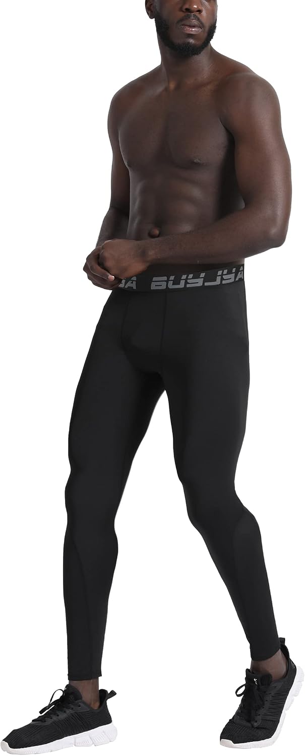BUYJYA 3 or 5 Pack Men's Compression Pants Base Layer Tights Leggings