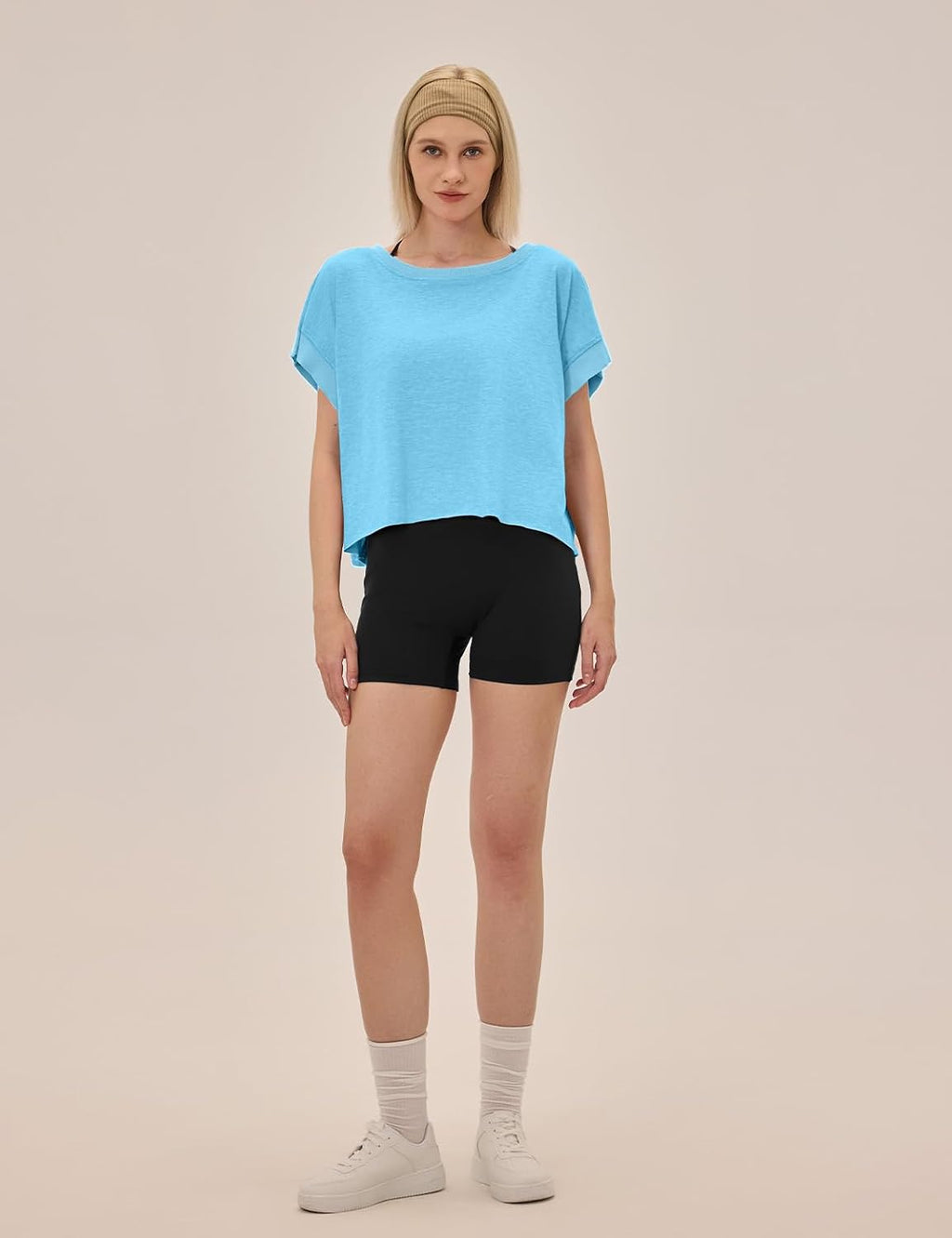 UNIANKIYA Open Back Workout Tops for Women Loose Fit Athletic Crop Tee Short Sleeve Gym Running Yoga Shirt