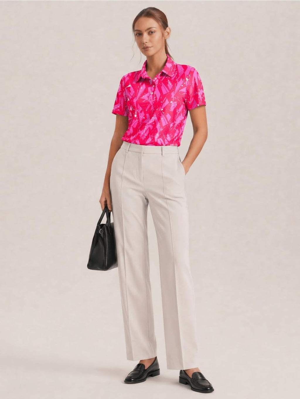 PINSPARK Womens Golf Shirt 4-Button UPF 50+ Quick Dry Collared Polo Shirts
