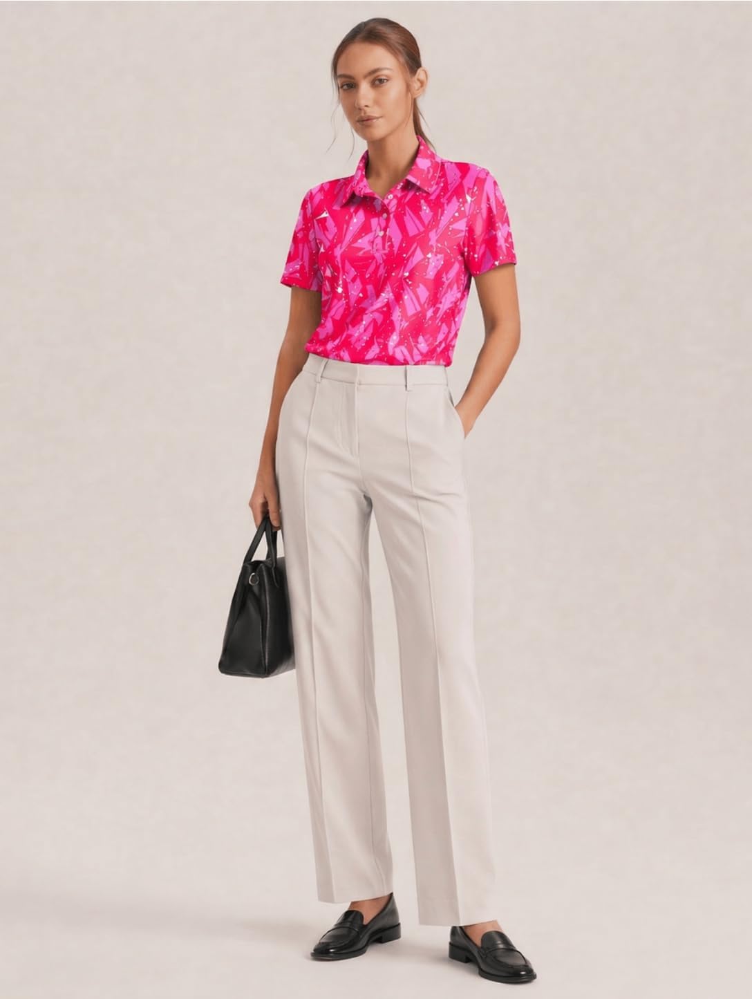 PINSPARK Womens Golf Shirt 4-Button UPF 50+ Quick Dry Collared Polo Shirts