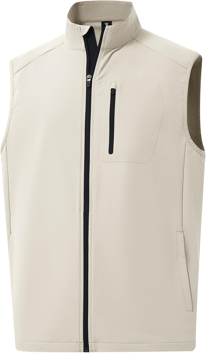 M MAELREG Mens Vests Outerwear Windproof Lightweight Softshell Vests Zip Pockets Sports Sleeveless Jacket Golf Vests for Men