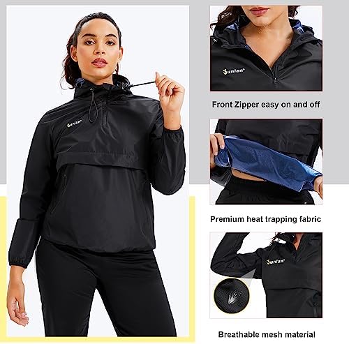 Junlan Sauna Suit for Women Sweat Jacket Gym Workout Vest Sweat Suits