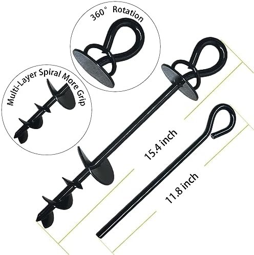 Heavy Duty Dog Tie Out Stakes for Yard, RV Dog Leash, Outdoor, Beach Anchor, For Large Dogs Camping Essentials, Loop,black