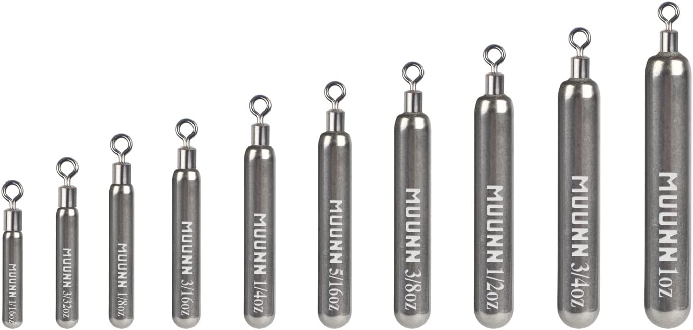 Tungsten Skinny Drop Shot Weights with Rotating Round Eye