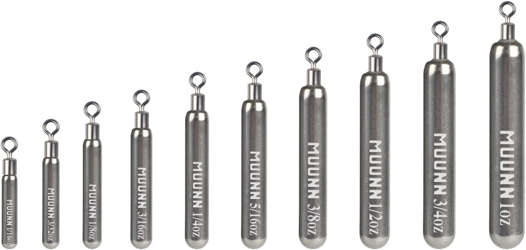 Tungsten Skinny Drop Shot Weights with Rotating Round Eye