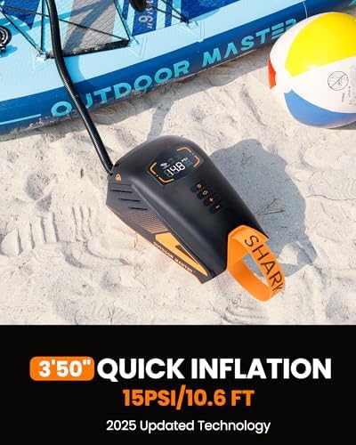 OutdoorMaster Shark 3 Paddle Board Pump Electric 74Wh- 3'50" Fast Inflation
