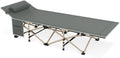 Magshion 75" Camping Cot for Adults, Folding Sleeping Cot, Lightweight Portable for Outdoor Camping with Detachable Pillow and Side Pocket for Travel Home Office Picnic, Supports 360 lbs, Gray