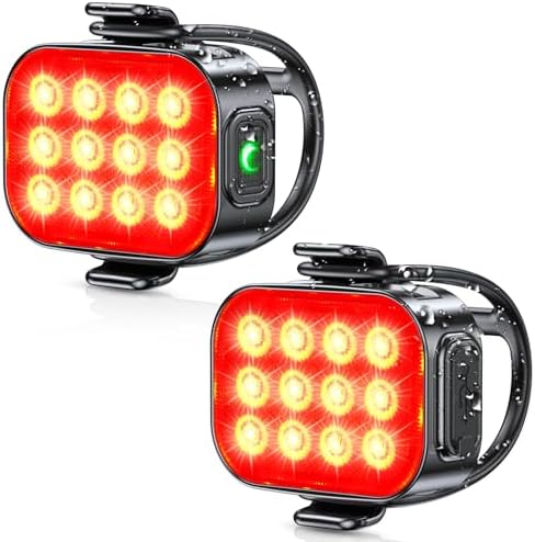 ISEYOU Bike Tail Light [2 Packs], USB Rechargeable Rear Bike Light for Night Riding, 6 Light Modes, IP65 Waterproof & Drop Resistant LED Bicycle Rear Light for Men Women Kids Road Mountain Cycling